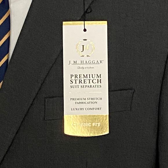 Haggar Men's 46R Classic Fit Premium Stretch Suit Jacket Charcoal NEW - Picture 8 of 11